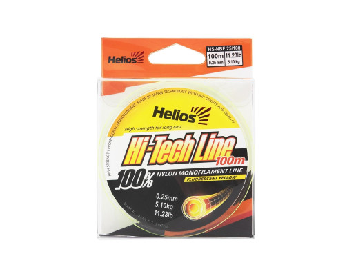 Леска Hi-tech Line Nylon Fluorescent Yellow 0,25mm/100 (HS-NBF 25/100) Helios