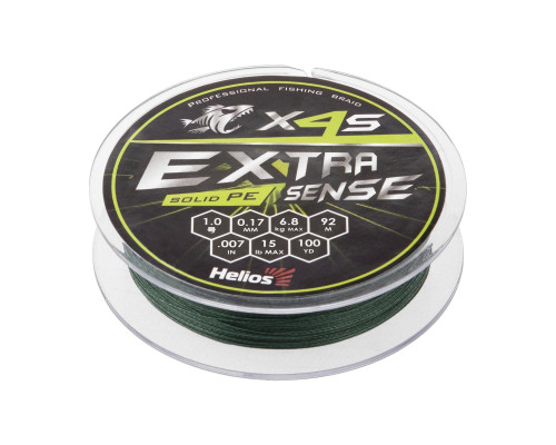 Шнур Extrasense X4S PE Green 92m 1.0/15LB 0.17mm (HS-ES-X4S-1/15LB) Helios