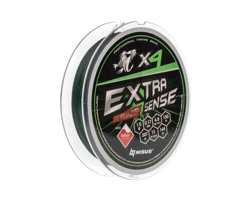 Шнур Extrasense X4 PE Green 150m   1/15LB 0.17mm (N-ES-X4-1/15LB) NISUS
