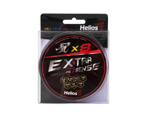 Шнур Extrasense X8 PE Multicolor 150m 2.0/32LB 0.25mm (HS-ES-X8-2/32LB) Helios