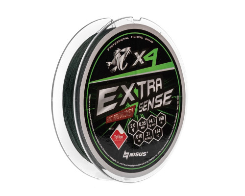 Шнур Extrasense X4 PE Green 150m  2/31LB 0.25mm (N-ES-X4-2/31LB) NISUS