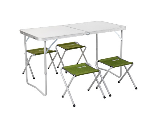 Набор мебели (СТАЛЬ) стол+4 табурета (сумка/молния) Green (Т-FS-21407+21124-SG) Helios (ГК Тонар) (0