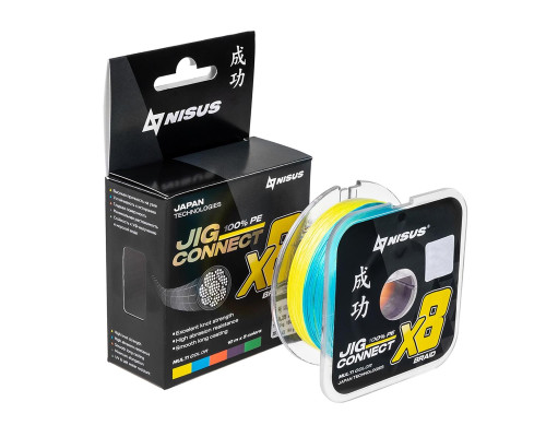 Шнур JIG CONNECT X8 PE Multicolor 150m #2.0, 0.22mm 15.5кг/22.9LB (T-N-JC-X8-0.22-150-M) NISUS Шнур JIG CONNECT X8 PE Multicolor 150m #2.0, 0.22mm 15.5кг/22.9LB (T-N-JC-X8-0.22-150-M) NISUS