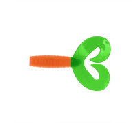 Твистер несъедоб. Credo Double Tail 3,54"/9 см Orange & Green 100шт. (HS-28-025-N) Helios
