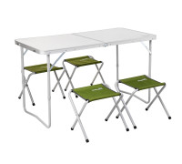 Набор мебели (СТАЛЬ) стол+4 табурета (чехол/Velcro) Green (Т-FS-21407+21124-SG-1) Helios пр-во Тонар