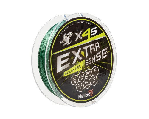 Шнур Extrasense X4S PE Green 92m 3.0/46LB 0.30mm (HS-ES-X4S-3/46LB) Helios