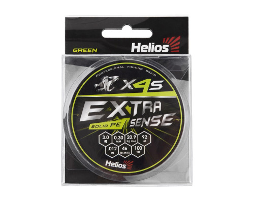 Шнур Extrasense X4S PE Green 92m 3.0/46LB 0.30mm (HS-ES-X4S-3/46LB) Helios