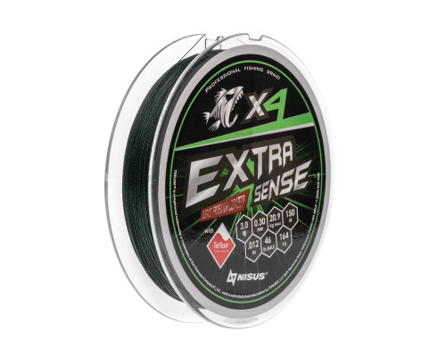 Шнур Extrasense X4 PE Green 150m 3/46LB 0.30mm (N-ES-X4-3/46LB) NISUS