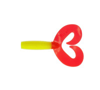 Твистер несъедоб. Credo Double Tail 3,54"/9 см Acid lemon & Red  100шт. (HS-28-029-N) Helios