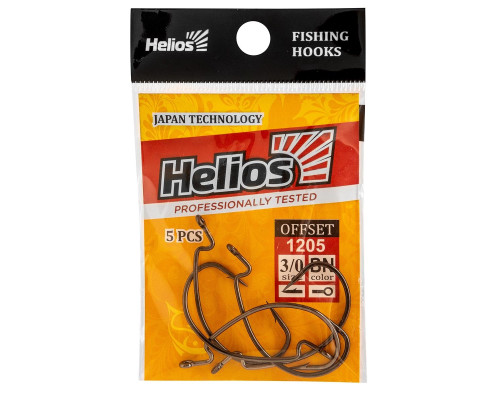 Крючок офсетный №3/0 цвет BN (5шт) (HS-1205-3/0) Helios