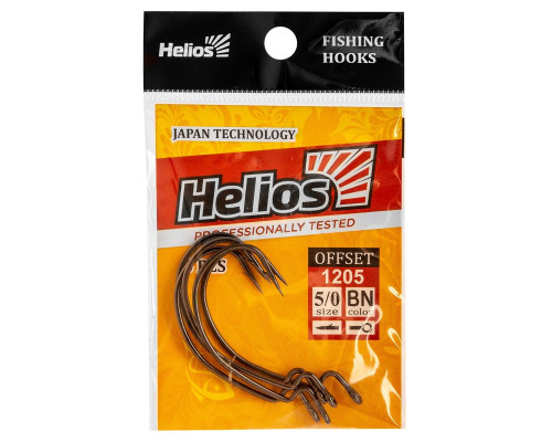 Крючок офсетный №5/0 цвет BN (5шт) (HS-1205-5/0) Helios