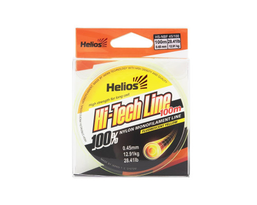 Леска Hi-tech Line Nylon Fluorescent Yellow 0,45mm/100 (HS-NBF 45/100) Helios