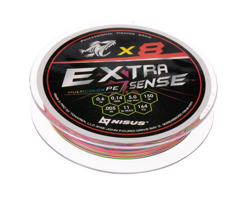Шнур Extrasense X8 PE Multicolor 150m   0.6/11LB 0.14mm (N-ES-X8-0.6/11LB) NISUS
