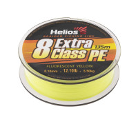 Шнур плетеный EXTRA CLASS 8 PE BRAID Fluorescent Yellow 0,10mm/135 (HS-8PEY-10/135 Y) Helios