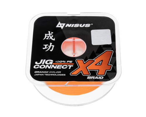 Шнур JIG CONNECT X4 PE Orange 150m #0.25, 0.08mm 2.4кг/5.7LB (T-N-JC-X4-0.08-150-O) NISUS Шнур JIG CONNECT X4 PE Orange 150m #0.25, 0.08mm 2.4кг/5.7LB (T-N-JC-X4-0.08-150-O) NISUS