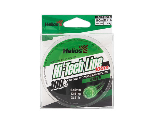 Леска Hi-tech Line Nylon Green 0,45mm/100 (HS-NB 45/100) Helios