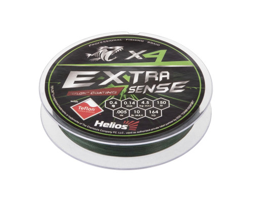 Шнур Extrasense X4 PE Green 150m 0.6/10LB 0.14mm (HS-ES-X4-0.6/10LB) Helios