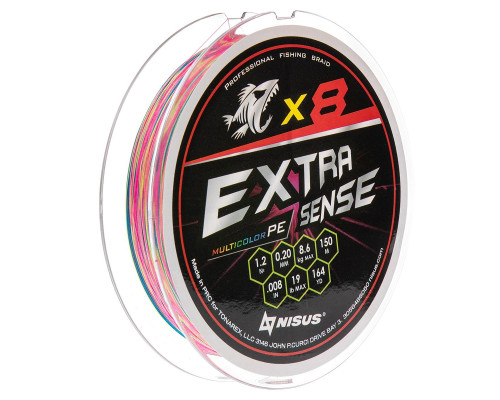 Шнур Extrasense X8 PE Multicolor 150m  1.2/19LB 0.20mm (N-ES-X8-1.2/19LB) NISUS
