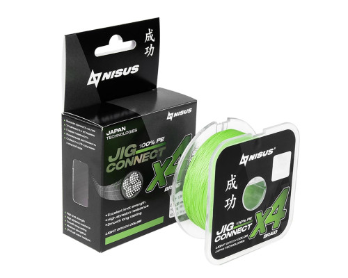 Шнур JIG CONNECT X4 PE Light Green 150m #0.25, 0.08mm 2.4кг/5.7LB (T-N-JC-X4-0.08-150-LG) NISUS Шнур JIG CONNECT X4 PE Light Green 150m #0.25, 0.08mm 2.4кг/5.7LB (T-N-JC-X4-0.08-150-LG) NISUS