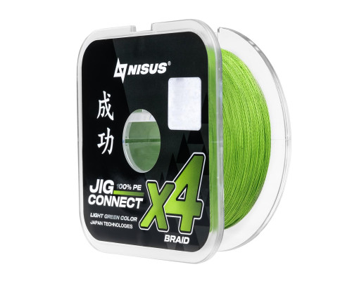Шнур JIG CONNECT X4 PE Light Green 150m #0.25, 0.08mm 2.4кг/5.7LB (T-N-JC-X4-0.08-150-LG) NISUS Шнур JIG CONNECT X4 PE Light Green 150m #0.25, 0.08mm 2.4кг/5.7LB (T-N-JC-X4-0.08-150-LG) NISUS