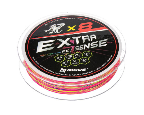 Шнур Extrasense X8 PE Multicolor 150m 2.5/39LB 0.28mm (N-ES-X8-2.5/39LB) NISUS
