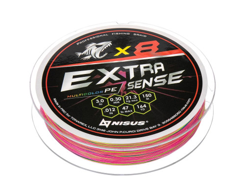 Шнур Extrasense X8 PE Multicolor 150m 3/47LB 0.30mm (N-ES-X8-3/47LB) NISUS