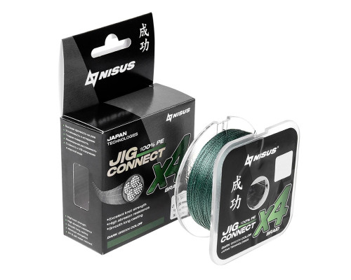 Шнур JIG CONNECT X4 PE Dark Green 100m #6.0, 0.40mm 33.2кг/72.9LB (T-N-JC-X4-0.40-100-DG) NISUS Шнур JIG CONNECT X4 PE Dark Green 100m #6.0, 0.40mm 33.2кг/72.9LB (T-N-JC-X4-0.40-100-DG) NISUS