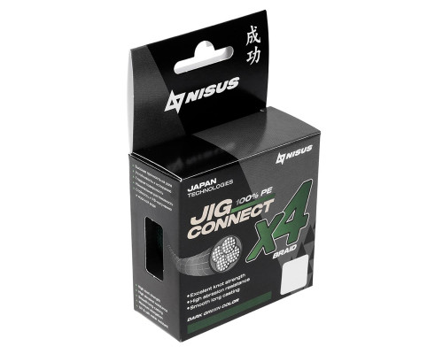 Шнур JIG CONNECT X4 PE Dark Green 100m #6.0, 0.40mm 33.2кг/72.9LB (T-N-JC-X4-0.40-100-DG) NISUS Шнур JIG CONNECT X4 PE Dark Green 100m #6.0, 0.40mm 33.2кг/72.9LB (T-N-JC-X4-0.40-100-DG) NISUS