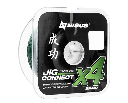 Шнур JIG CONNECT X4 PE Dark Green 100m #6.0, 0.40mm 33.2кг/72.9LB (T-N-JC-X4-0.40-100-DG) NISUS Шнур JIG CONNECT X4 PE Dark Green 100m #6.0, 0.40mm 33.2кг/72.9LB (T-N-JC-X4-0.40-100-DG) NISUS