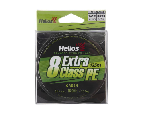 Шнур плетеный EXTRA CLASS 8 PE BRAID Green 0,15mm/135 (HS-8PEG-15/135 G) Helios