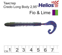 Твистер Credo Long Body 2,95"/7,5 см Fio & Lime 12шт. (HS-9-014) Helios