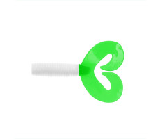 Твистер несъедоб. Credo Double Tail 2,95"/7,5 см White & Green 100шт. (HS-12-016-N) Helios