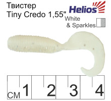 Твистер Тiny Credo 1,55"/4 см White & Sparkles 12шт. (HS-8-002) Helios